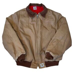 Vintage Carhartt J14 CHT Santa Fe Brown Bomber Canvas Jacket Size XXL USA